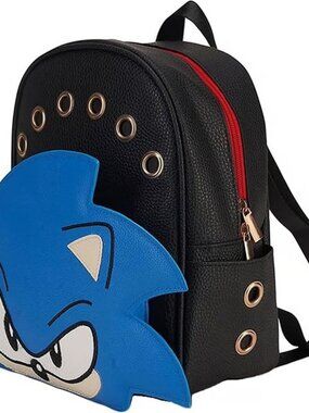 Sonic the Hedghog 3D 11" Leather Backpack with Gold Ring Grommets